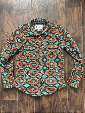 Outback Trading Company Medium Native Print Fleece Snap Up Jacket Shirt